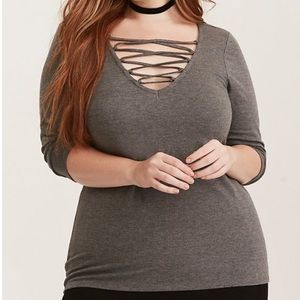 DEEP V LACE UP TOP size 1
